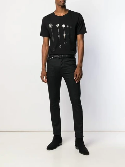 Shop Saint Laurent Palm Print T-shirt In Black