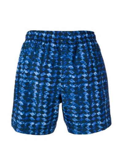 Shop Ermenegildo Zegna Geometric Pattern Swim Shorts In Blue