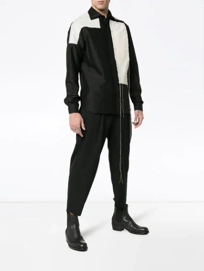 Shop Rick Owens Cotton Panel Stud Embellished Shirt In Black