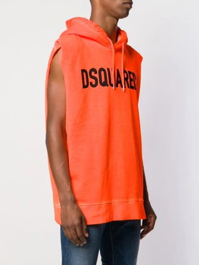 Shop Dsquared2 Sleeveless Hoodie In Orange