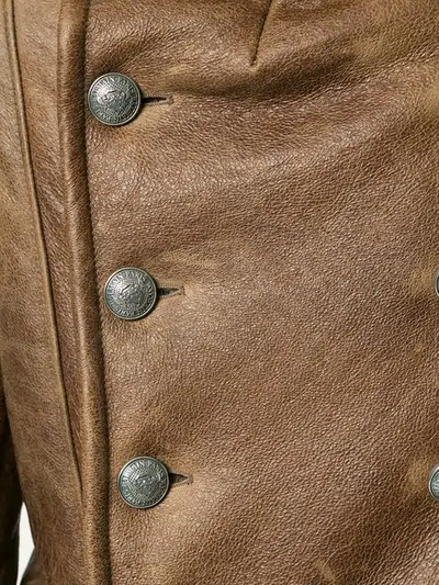 Balmain Shearling Double-breasted Coat In Brown