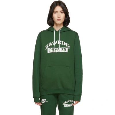 Nike Green Stranger Things Edition Hawkins High Hoodie In Fir/wht/sai |  ModeSens