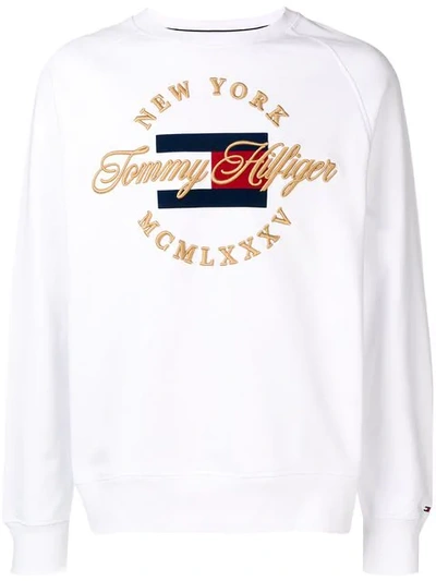 Tommy Hilfiger New York Logo Embroidered Sweatshirt In White | ModeSens