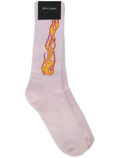 Shop Palm Angels Flame Patterned Socks In Pink