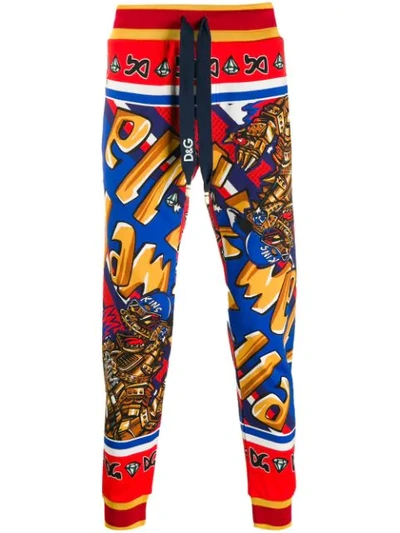 Shop Dolce & Gabbana Superhero King Print Track Pants In Red