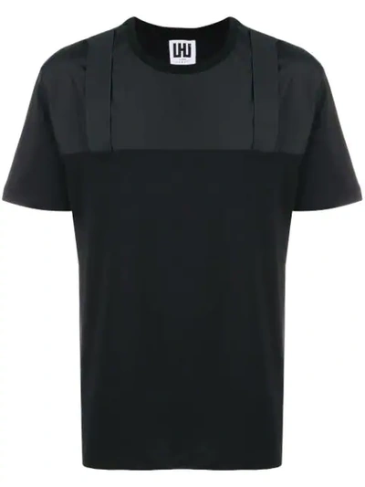 Shop Les Hommes Urban Contrast Panel T In Black