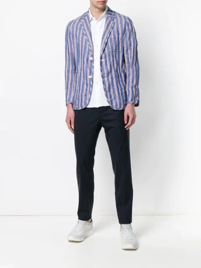 Shop Tss Striped Fitted Blazer In Blue