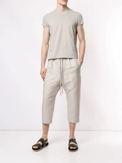 Shop Rick Owens Cropped Trousers In White