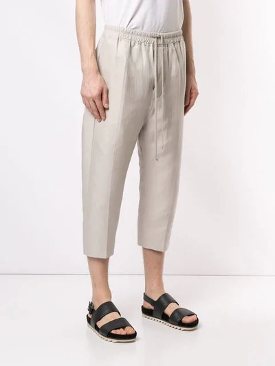 Shop Rick Owens Cropped Trousers In White