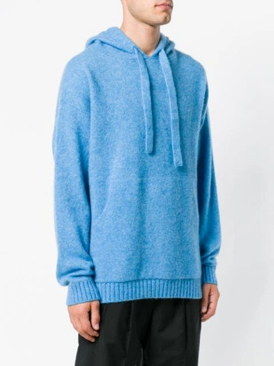 Shop Laneus Knitted Hoodie In Blue