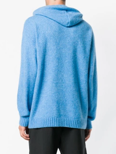 Shop Laneus Knitted Hoodie In Blue