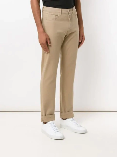 Shop Egrey Straight Fit Trousers In Neutrals
