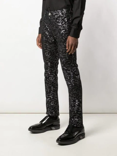 Shop Versace Baroque Print Slim In Black