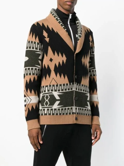 Shop Alanui Ethnic Knitted Cardigan - Brown