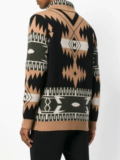 Shop Alanui Ethnic Knitted Cardigan - Brown
