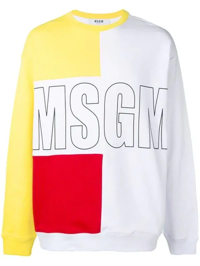 Shop Msgm Colour-block Sweater In White