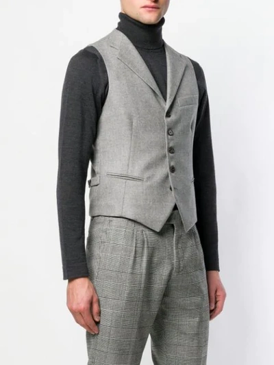 Shop Eleventy Slim Button Waistcoat - Grey