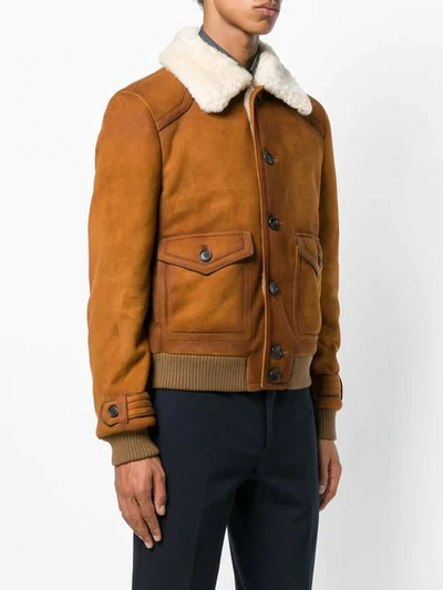 Shop Prada Shearling Jacket - Orange