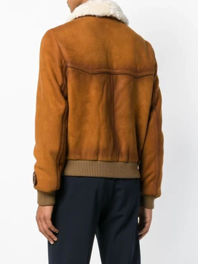 Shop Prada Shearling Jacket - Orange