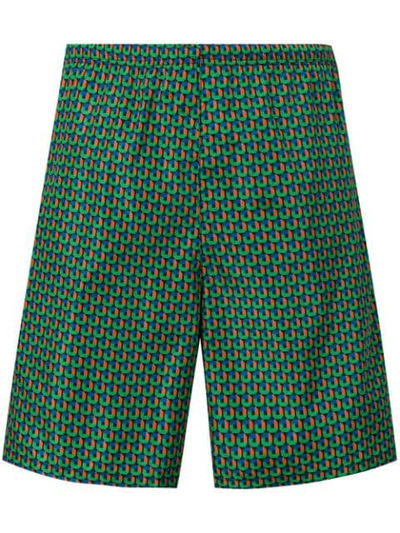 Shop Prada Geometric Print Swim Shorts In Green