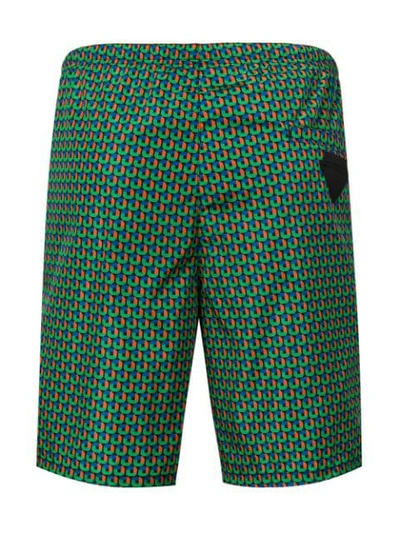 Shop Prada Geometric Print Swim Shorts In Green