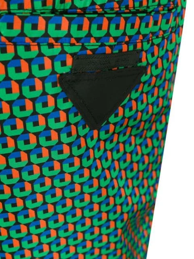 Shop Prada Geometric Print Swim Shorts In Green