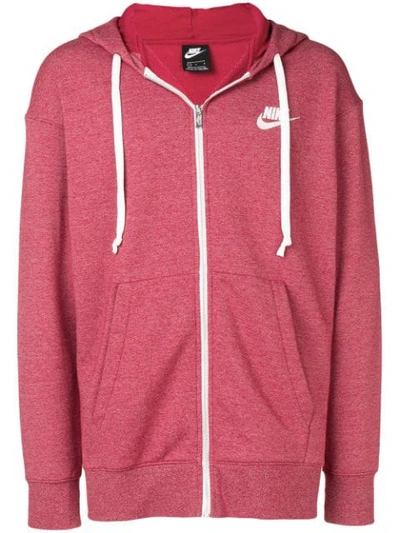 Shop Nike Logo Full-zip Hoodie - Red