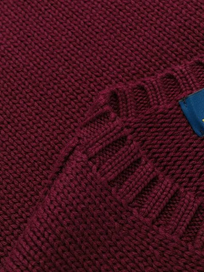 Shop Polo Ralph Lauren Ribbed Knit Logo Sweatshirt In Red