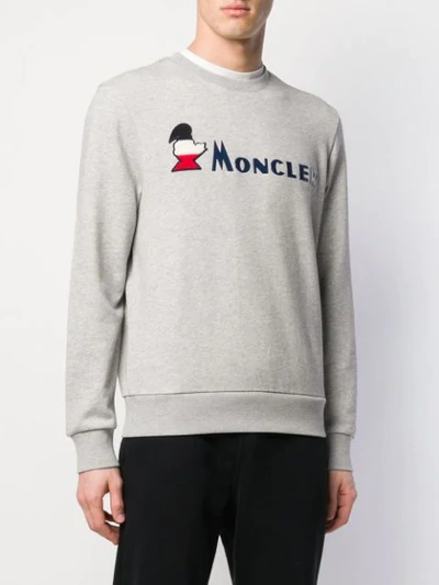 Shop Moncler Logo Print Sweatshirt In Grey