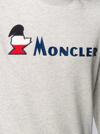 Shop Moncler Logo Print Sweatshirt In Grey