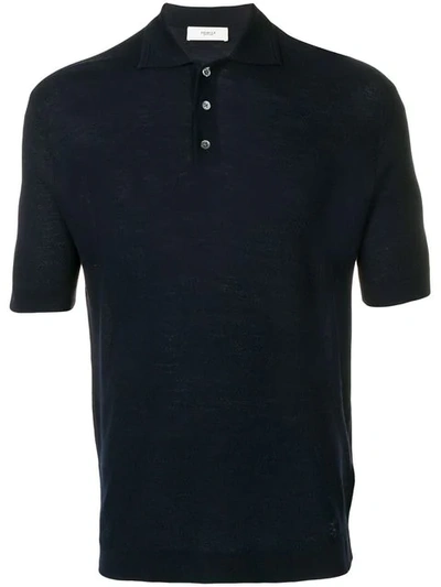 Shop Pringle Of Scotland Plain Knitted Polo Shirt In Blue