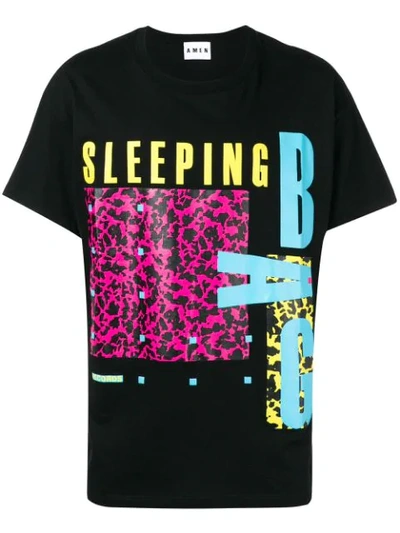 AMEN SLEEPING BAG PRINT T-SHIRT - 黑色