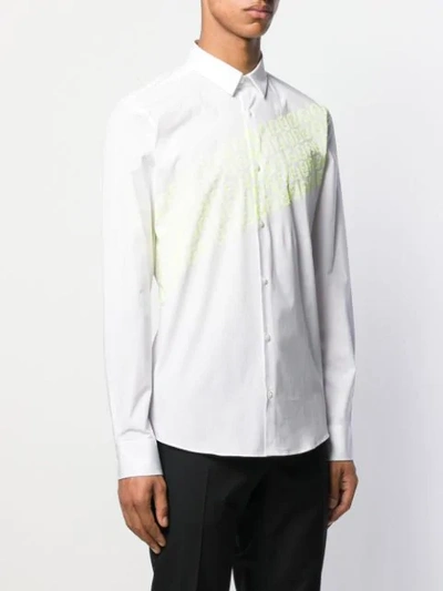 Shop Fendi Textured Ff Logo Shirt In White
