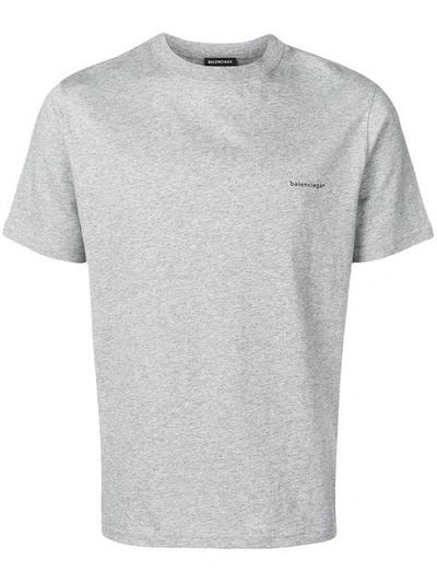 Shop Balenciaga Logo Print T-shirt In Grey