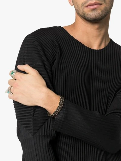 Shop Issey Miyake Black Pleated Long Sleeve T-shirt