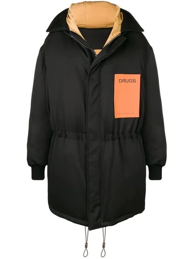 Shop Raf Simons Oversized Reversible Padded Jacket In Black