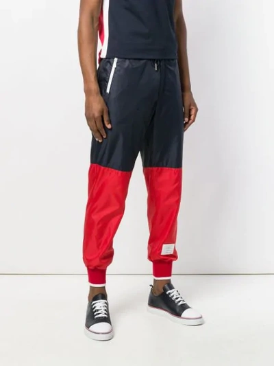 Shop Thom Browne Bicolor Half-and-half Ripstop Sweatpants - Red