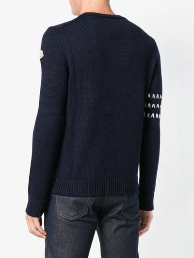 Shop Moncler 1952 Logo Intarsia Sweater - Blue