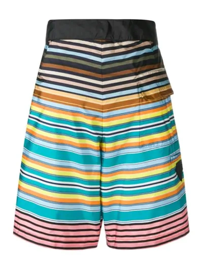 Shop Prada Striped Swim Shorts In F0241 Kaki