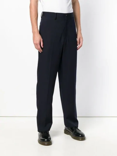 Shop Yohji Yamamoto High Waist Trousers - Blue