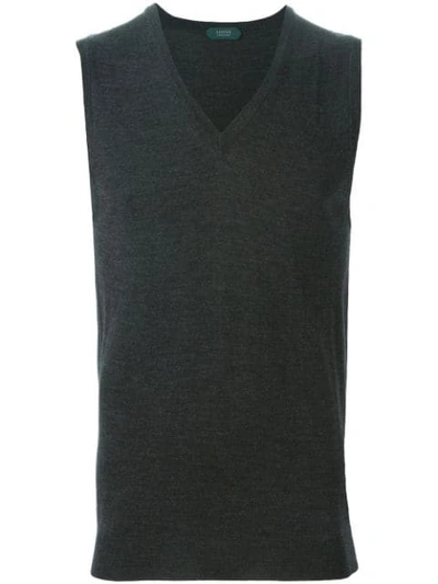 Shop Zanone Knitted Tank Top In Grey