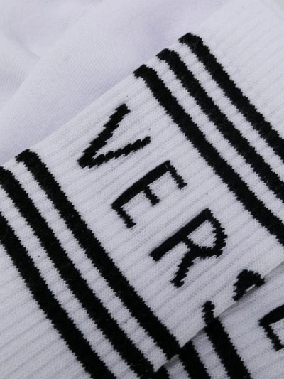 Shop Versace Ribbed Logo Socks In White