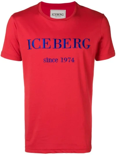 Shop Iceberg Logo Embroidered T-shirt In Red