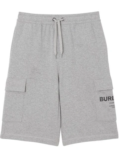 Shop Burberry Horseferry Drawcord Shorts In Grey