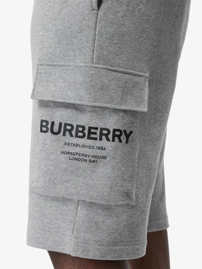 Shop Burberry Horseferry Drawcord Shorts In Grey