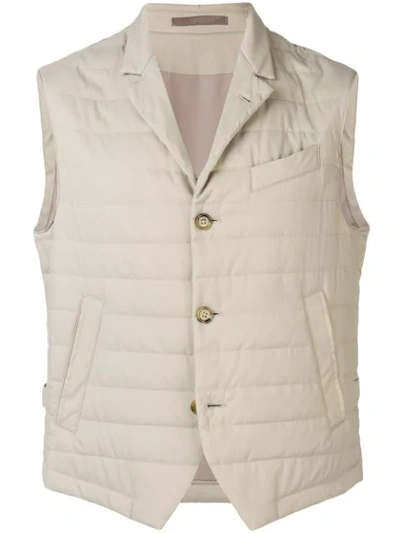Eleventy Padded Fitted Gilet In Neutrals