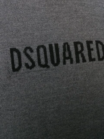 Shop Dsquared2 Logo Intarsia Jumper In Grey