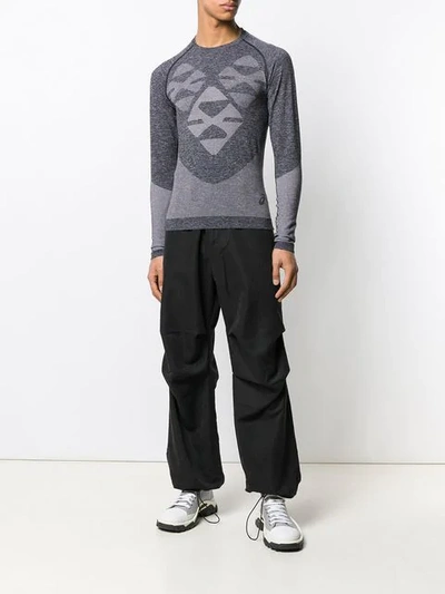 X Asics Geometric Jacquard Seamless Long Sleeve T-shirt In 001 Perfblk