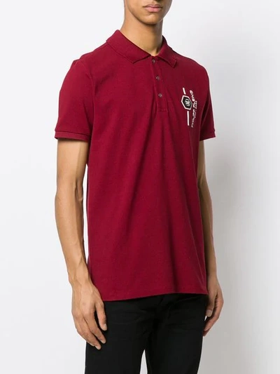 Shop Philipp Plein Skull Print Polo Shirt In Red