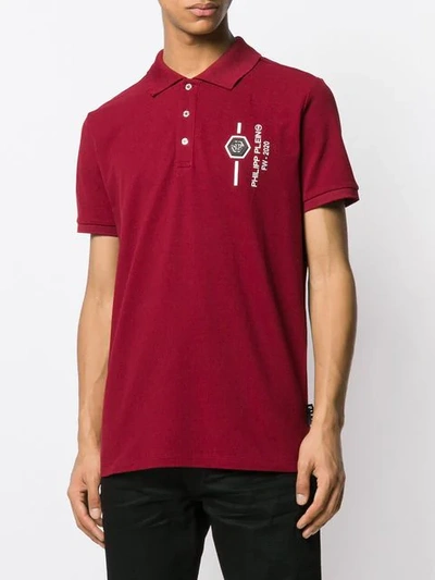 Shop Philipp Plein Skull Print Polo Shirt In Red